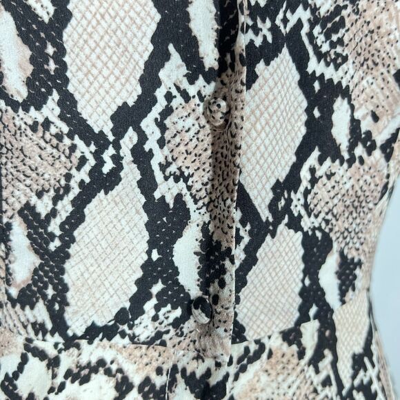 Lulus Lets Snake Grey Snake print Collared Button Front Midi Shirt Dress Sz S - Picture 7 of 12